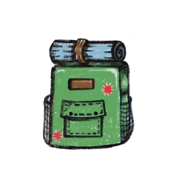 Backpack detail from Journey to the Mountaintop comic