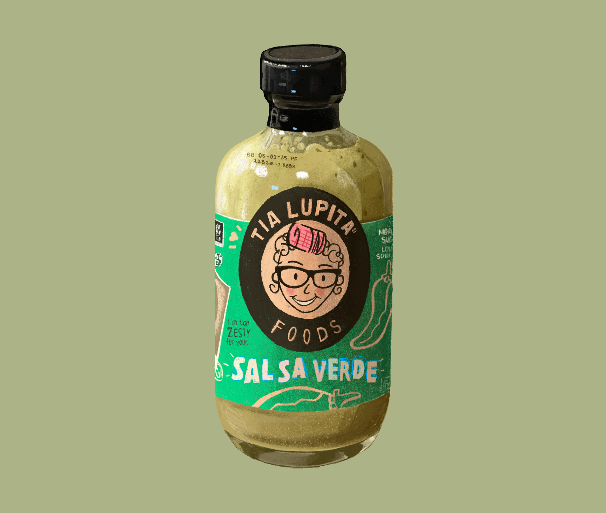 Tia Lupita Salsa Verde illustration for Good Eggs Zine